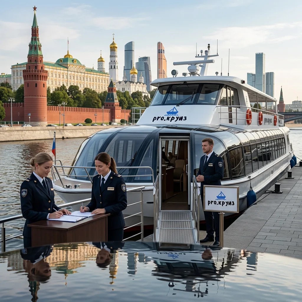 Профессиональная водная прогулка по реке с экипажем круизной компании и современным речным судном